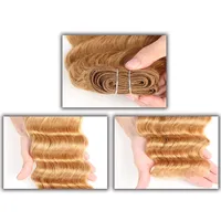 Extension de cheveux humains Remy brésiliens Deep Wave, double trame, 100g, Nature Deal, 1 pièce, couleur Bourgogne