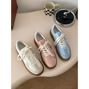 American retro thick soled German training shoes female model 2023 new summer all-match students light canvas small white