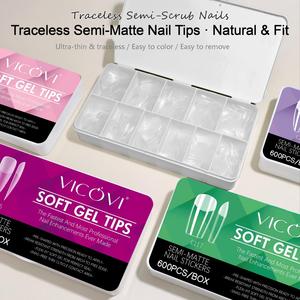 600 pièces de <span class=keywords><strong>faux</strong></span> ongles en <span class=keywords><strong>gel</strong></span> souple à presser, double face, mat, <span class=keywords><strong>sans</strong></span> couture, en ABS, avec formes cercueil, amande, ovale, stiletto, pour nail art - Product Image 3