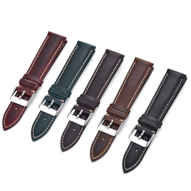 Juelong Vintage Oil-tanned Pull-up Leather Strap 18mm 19mm 20mm 21mm 22mm Crazy Horse Leather Watch Strap