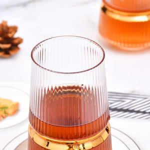 Flûtes à <span class=keywords><strong>champagne</strong></span> Samyo personnalisées de luxe, soufflées à la main, style origami, en cristal côtelé, avec ceinture dorée rayée, pour mariage et toast - Product Image 3