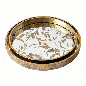 <span class=keywords><strong>Vassoio</strong></span> Decorativo Rotondo in <span class=keywords><strong>Oro</strong></span> con Cornice in Metallo, <span class=keywords><strong>Vassoio</strong></span> di Lusso per Vanità, Design Personalizzato - Product Image 3