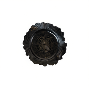 Ensemble de 8 assiettes rondes en plastique, style réflecteur noir pour fêtes d'anniversaire, décorations de table de fête fabriquées à la machine - Product Image 1