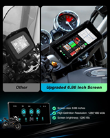 Écran tactile IPS 6,86'' 2CH 1080P pour moto avec Carplay DVR, TPMS, Carplay sans fil et Android Auto, étanche IP66, protection intégrale