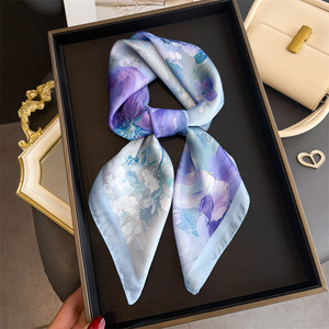 Satin Silk Feel Floral <strong>Scarf</strong> for Women Elegant <strong>Square</strong> Neck <strong>Scarf</strong> Watercolor Floral <strong>Square</strong> <strong>Scarf</strong> Hair Neck Wrap 27 Inch OEM/ODM - Product Image 3