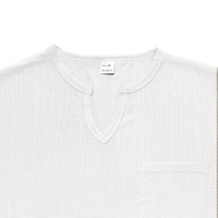 T-shirt pour homme en tissu texturé imitation lin avec nœuds en bambou, coupe ample, respirant, col en V, séchage rapide, décontracté, pour la plage et les vacances