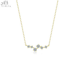 Collier pendentif en or massif 18 carats avec diamant naturel véritable, design incurvé spécial, style tendance populaire de haute qualité, cadeau pour femme - Product Image 1