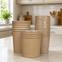Bols à soupe et à salade en papier kraft jetables avec couvercles en PP/PET, emballage alimentaire en gros pour la vente à emporter