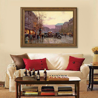 Toile murale avec paysage, fait à la main, peinture à l'huile