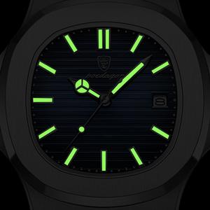 Poedagar 613 Đồng hồ nam thường ngày sang trọng đồng hồ nam mặt vuông thời trang thương hiệu hàng đầu Đồng hồ nam chống nước dạ quang lịch bằng da thật - Product Image 4