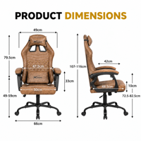 Chaise de jeu ergonomique de direction en cuir synthétique, pivotante et inclinable, avec fonction rafraîchissante pour PC
