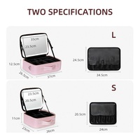 Trousse de toilette rose imperméable grande capacité avec miroir LED pour femmes