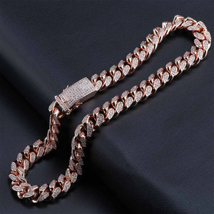 Iced Out Bling CZ <span class=keywords><strong>diamant</strong></span> Collier Doré Miami Cubain Lien Chaîne Collier Charme Femmes En Cuivre pour Hommes Mode collier - Product Image 5