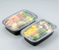 Boîte à lunch jetable de style américain à double couche et 3 compartiments, boîte bento en plastique épaissi pour l'emballage alimentaire