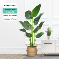 Planta Artificial de Alta Calidad, Hoja de Plátano en Maceta, Sansevieria Artificial, Plátano de Viajero de Plástico para Decoración del Hogar