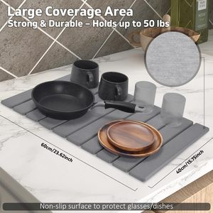 แผ่นรองหินดูดซับน้ำสำหรับเคาน์เตอร์ครัว, แผ่นดินไดอะตอม, แผ่นรองจานแบบพับได้และดูดซับน้ำได้ดีเยี่ยม - Product Image 6