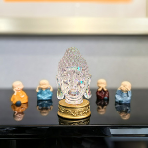 5.5 Inch Tráng Men Nhựa Trong Suốt Phật Tượng <span class=keywords><strong>LED</strong></span> 3D Điêu Khắc Phật Giáo Khuôn Đồ Trang Trí Cho Trang Trí Nội Thất Tôn Giáo Thủ Công - Product Image 2