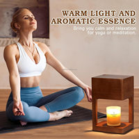 Lampe chauffe-cire minimaliste en bois avec minuterie, lampe chauffe-bougie électrique sans flamme à intensité variable pour cadeaux d'anniversaire