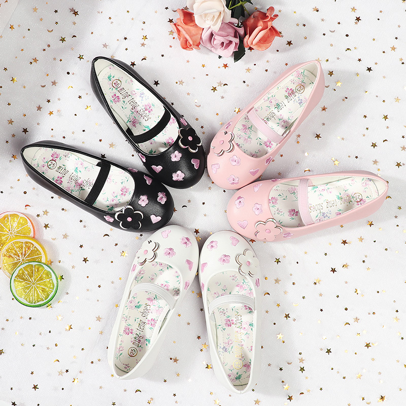 Повседневные детские туфли с принтом принцессы, с узлом, на плоской подошве, черные повседневные туфли для девочек