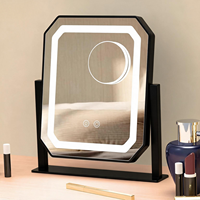 For Style Touch Control LED Makeup Mirror with 3 Lighting Modes Detachable 5x Magnifier Pocket Mirror Metal Frame