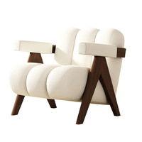 Fauteuil sectionnel style crème, éco-responsable, avec structure en bois moderne, pour salon, salle à manger, appartement, fauteuil de détente simple et luxueux