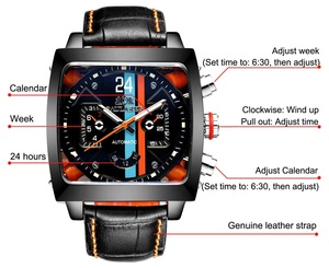 Paulareis Men's Watch Fully <b>Automatic</b> Mechanical Multifunctional Luminous Leather Square Mens Watches Top Brand Luxury - Product Image 4