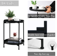 Mobilier de maison moderne Table basse pliable ronde avec plateau en métal et côté amovible, élégante et pratique