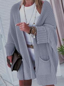 Dropshipping Solid Color Casual Long Sleeve Sweater <b>Cardigan</b> Women Knit Fashion - Product Image 4