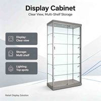LED-beleuchtete Vitrine aus gehärtetem Glas mit abschließbarer Tür und Glasregalen für Geschäfte