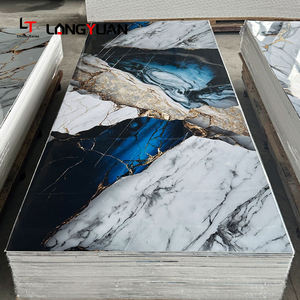 แผ่นหินอ่อนพีวีซีเคลือบเงามันวาวสูงแผ่นหินอ่อนแผ่นพีวีซีพลาสติกหินอ่อนแผ่นผนังทางเลือกสำหรับตกแต่งบ้าน - Product Image 1