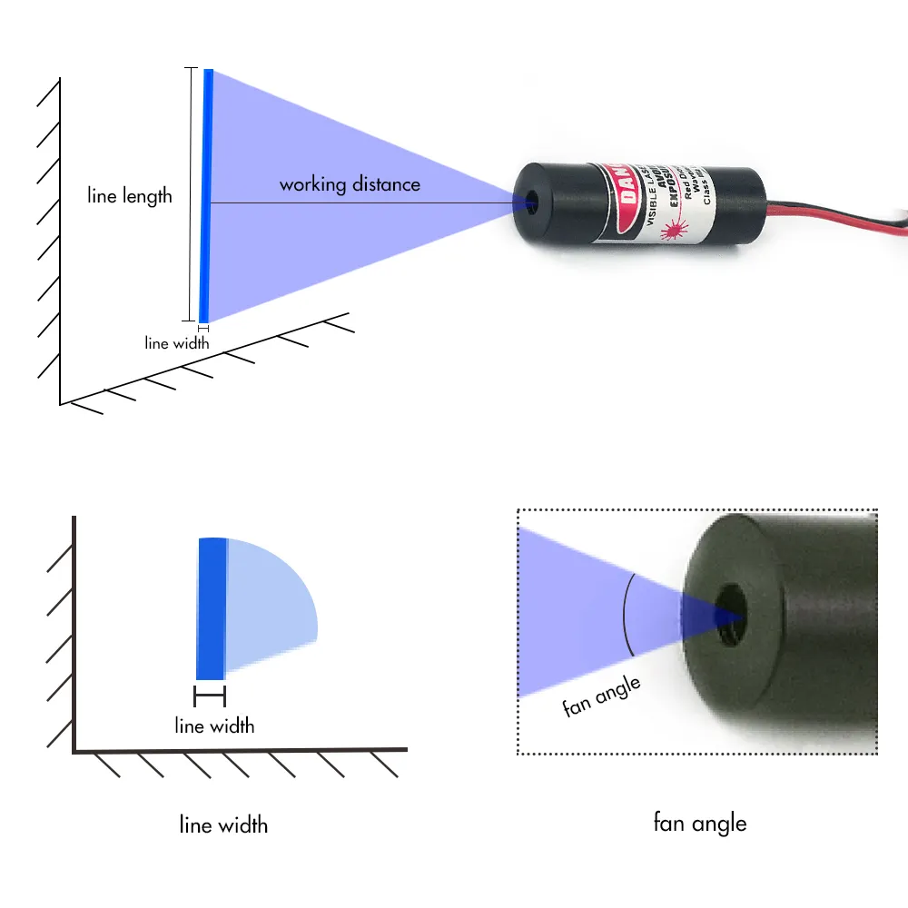 ความแม่นยำสูงที่มีเสถียรภาพ405nm 450nm Maquina เส้นสีฟ้าเลเซอร์ชี้โมดูล