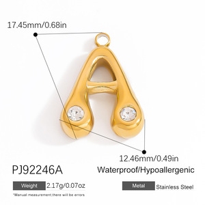 Cross-biên Giới thé<span class=keywords><strong>p</strong></span> không gỉ Phụ kiện 26 chữ cái ban đầu <span class=keywords><strong>d</strong></span>át Zircon bong bóng mở rộng mặt <span class=keywords><strong>d</strong></span>ây chuyền tự Làm Vòng Cổ 18K mạ vàng - Product Image 6