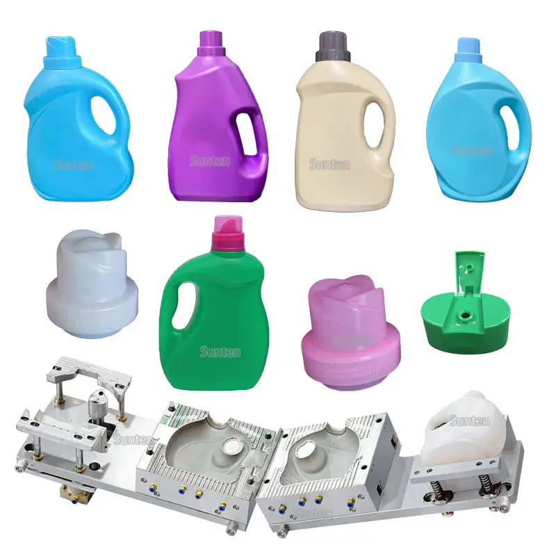 Productos de soplado personalizados, termo de inyección de plástico para detergente de ropa, molde de botella de PE, moldeado por soplado