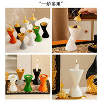 Brûleur d'encens en résine à double cône, brûleur d'encens artisanal arabe du Moyen-Orient, pièce d'art décorative