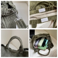 Sac à main polyvalent en velours Colefa avec boucle magnétique, motif lettres décontracté et sac fourre-tout en polaire rayé – Vente en gros