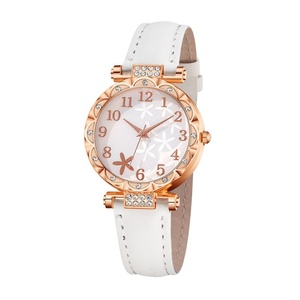 Ensemble de montres élégantes pour femmes, ensemble de bijoux à fleurs noires, montre-bracelet à quartz pour femmes, collier, boucles d'oreilles, bracelet, ensemble cadeau - Product Image 6