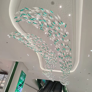 Lampu gantung dekorasi seni Modern, lampu gantung besar kustom dengan lampu bentuk panjang kristal - Product Image 5