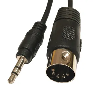 High Quality 5 Pin MIDI DIN Male Connector to 3.5mm TRS Stereo Audio Jack Adapter Cable Audio Converter Cable 50cm Black