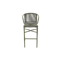 et élégante pour patio d'hôtel, tabourets de bar sans accoudoirs pour jardin extérieur en aluminium vert avec corde haute
