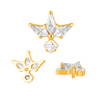 GZN Implant G23 Titanium CNC Set 3 Kite CZ and Square CZ 16G Internally Threaded Helix Earring Jewelry Labret Top