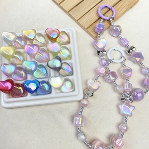 <b>UV</b> <b>Resin</b> Color-changing Full Sky Star Cat's Eye Heart Double-sided Straight Hole Beads DIY Phone Chain Pendant Necklace Charm - Product Image 1