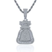 Nouveau modèle de pendentif sac à monnaie en dollars américains pour hommes, serti de zircon, or, tendance hip-hop, collier à la mode