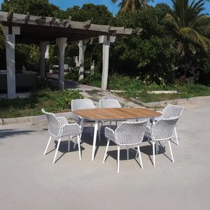YUNING <span class=keywords><strong>Marbella</strong></span> Juego de comedor al aire libre de 7 piezas para jardín Patio Terrazas y patios Colección elegante de mesas al aire libre - Product Image 1