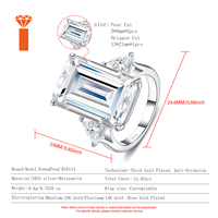 Bague de Cocktail de Luxe pour Femme en Argent Sterling S925 avec Grand Moissanite Octogonale de 21,025 carats et Trois Pierres, Certifiée GRA