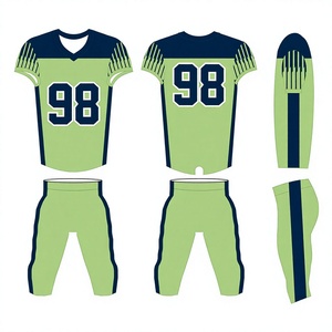 Uniforme de football américain vert marine 98 LMI-009 respirant 100% polyester détection par aiguille homme adulte OEM - Product Image 6