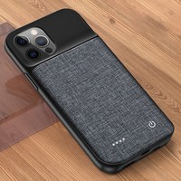 Coque Batterie 6800mAh à Recharge sans Fil en Tissu Oxford pour iPhone 15 14 13 12 11 Pro Max, iPhone X XR XS Max