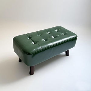 Brown <b>Leather</b> Ottoman Bench With Tufted Design For Living Room Home <b>Stool</b> - Product Image 2