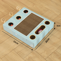 Boîte à gratter multifonctionnelle pour chat, jouet interactif Whack-A-Mole pour chat avec griffoir en carton ondulé et boule à clochette