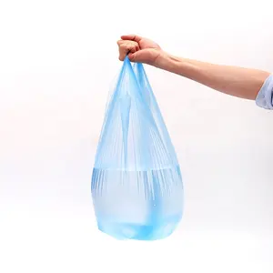 गर्म बिक्री एचडीपीई/LDPE टी शर्ट कचरा बैग हाथ थैली बनियान कचरा बैग के लिए घरेलू