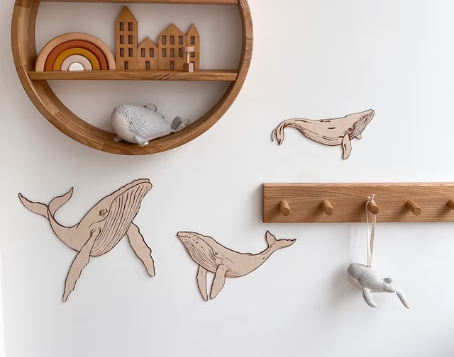 Rattan Whale Sealife Sea Creatures Under the Sea for Nursery Decor